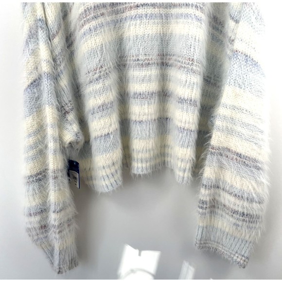 5. Arizona Jean Co Womens Sweater White Gray 2X Acrylic Striped Drop Shoulder - Picture 7 of 12